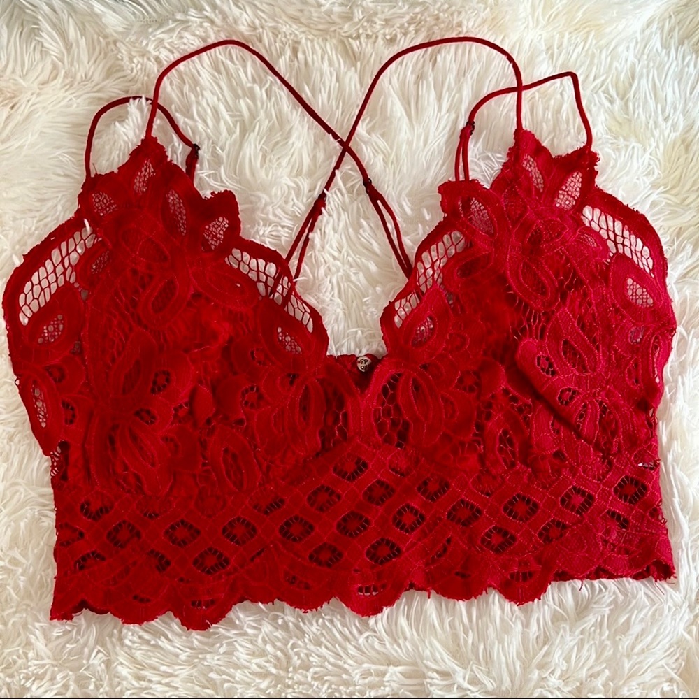 Free People Adella Bralette Red Large